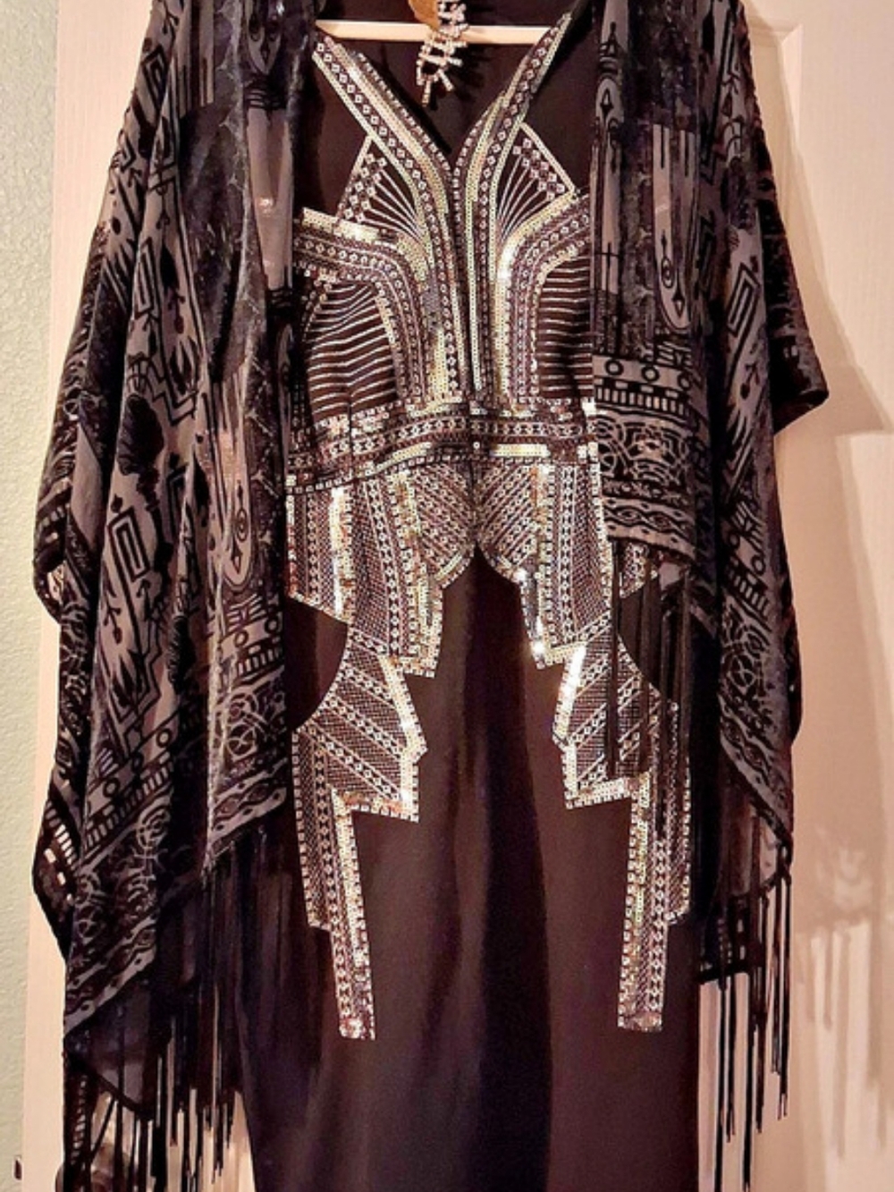 Midnight Velvet Style 20041 Sequin Embellished Maxi Dress Size 16 Like New